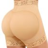 FeelinGirl Tummy Control Shapewear Butt Lifter Shorts Mid-Rise Lace Body Shaper Underwear Nude S