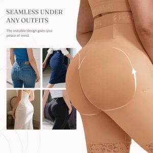 FeelinGirl Tummy Control Shapewear for Women Faja Shorts High Waisted Seamless Body Shaper with Zipper Crotch