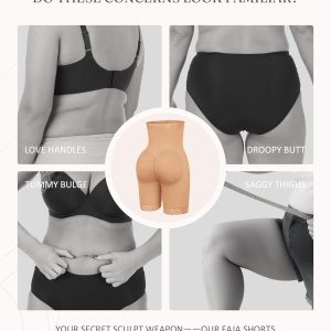 FeelinGirl Tummy Control Shapewear for Women Faja Shorts High Waisted Seamless Body Shaper with Zipper Crotch