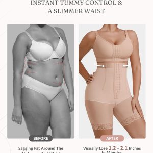 FeelinGirl Tummy Control Shapewear for Women Faja Shorts High Waisted Seamless Body Shaper with Zipper Crotch