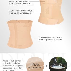 FeelinGirl Waist Trainer Belt for Women Waist Cincher Trimmer Corset Adjustable Hook Loop Faja Tummy Control Slimming