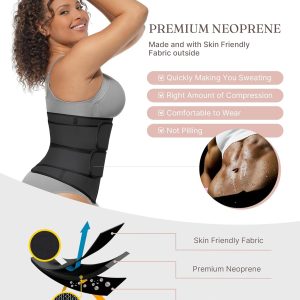 FeelinGirl Waist Trainer for Women Belly Fat Long Torso Sauna Workout 2 Belt With Zipper 7 Steel Bones Corset