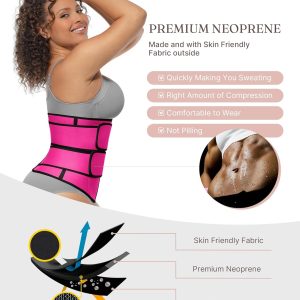 FeelinGirl Waist Trainer for Women Belly Fat Long Torso Sauna Workout 2 Belt With Zipper 7 Steel Bones Corset