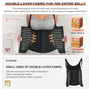 FeelinGirl Waist Trainer for Women Corset Vest Body Shaper Cincher Trimmer Tank Top Sport Girdle with Steel Bones