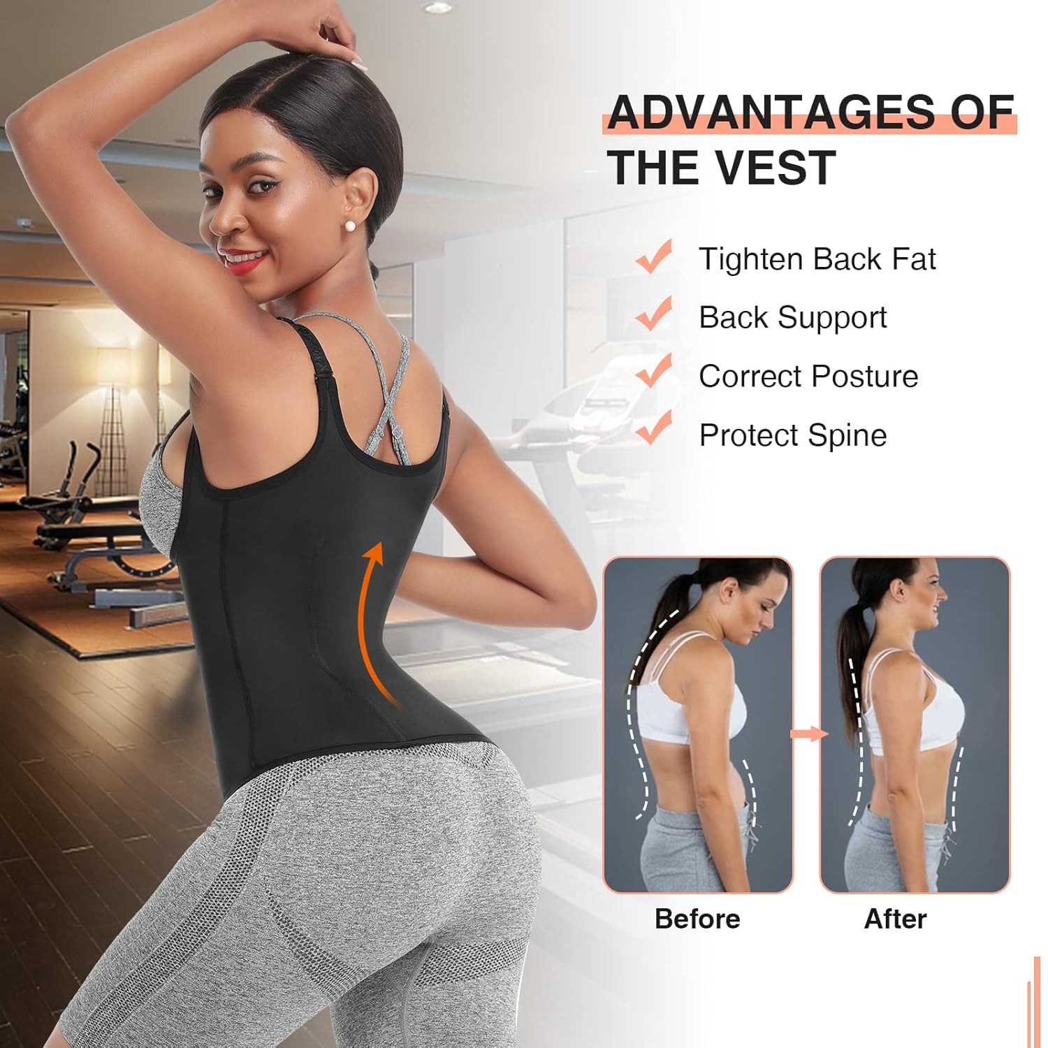 FeelinGirl Waist Trainer for Women Corset Vest Body Shaper Cincher Trimmer Tank Top Sport Girdle with Steel Bones