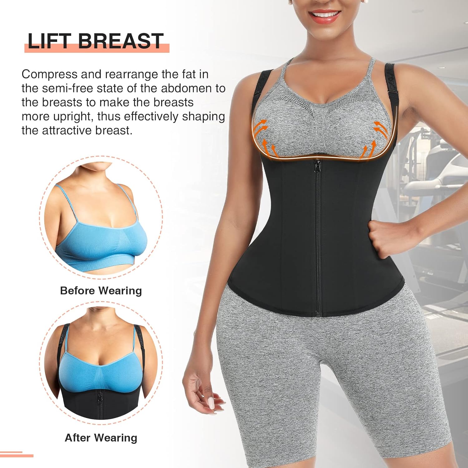 FeelinGirl Waist Trainer for Women Corset Vest Body Shaper Cincher Trimmer Tank Top Sport Girdle with Steel Bones