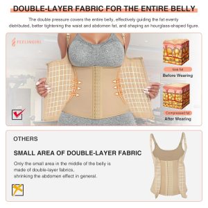 FeelinGirl Waist Trainer for Women Corset Vest Body Shaper Cincher Trimmer Tank Top Sport Girdle with Steel Bones