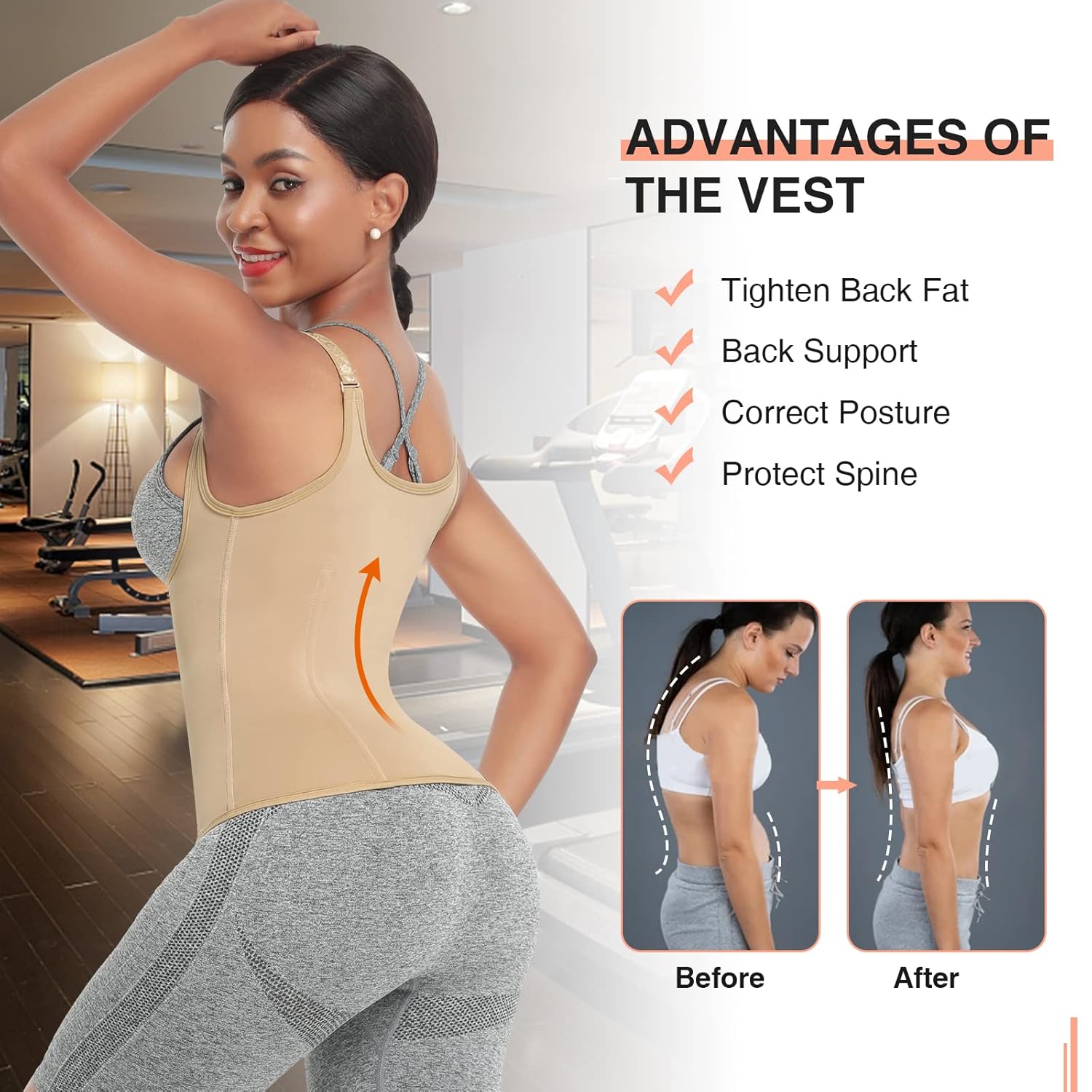 FeelinGirl Waist Trainer for Women Corset Vest Body Shaper Cincher Trimmer Tank Top Sport Girdle with Steel Bones