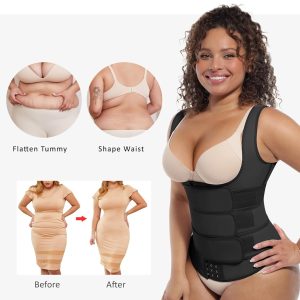FeelinGirl Waist Trainer for Women Latex Waist Trainers Vest Plus Size Waist Cincher Corset 3 Belts Hooks Steel Bones