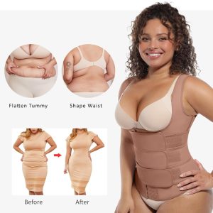 FeelinGirl Waist Trainer for Women Latex Waist Trainers Vest Plus Size Waist Cincher Corset 3 Belts Hooks Steel Bones