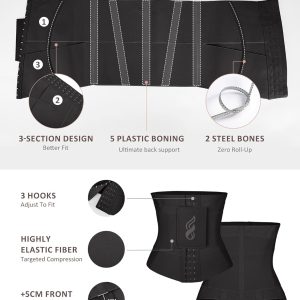 FeelinGirl Waist Trainer for Women Waist Trimmer Ab Belt Tummy Control with Triple Segmented Belt Hourglass Body Shaper