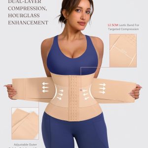 FeelinGirl Waist Trainer for Women Waist Trimmer Ab Belt Tummy Control with Triple Segmented Belt Hourglass Body Shaper