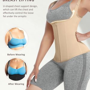 FeelinGirl Waist Trainer Vest for Women Tummy Control Corset Shapewear with Steel Bones Cincher Tank Top Girdle