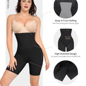 FeelinGirl Womens Shapewear Tummy Control High Waisted Seamless Body Shaper Shorts Girdle Butt Lifting Panties Thigh Slimmer