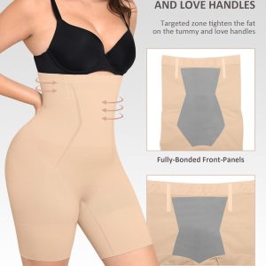 FeelinGirl Womens Shapewear Tummy Control High Waisted Seamless Body Shaper Shorts Girdle Butt Lifting Panties Thigh Slimmer