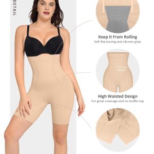 FeelinGirl Womens Shapewear Tummy Control High Waisted Seamless Body Shaper Shorts Girdle Butt Lifting Panties Thigh Slimmer