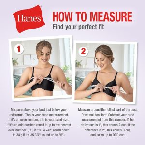 Hanes Womens Wireless Bra, Smooth Comfort Full-Coverage T-Shirt Bra for Women, Single Or 2-Pack