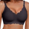 HORISUN Bras for Women No Underwire V Neck Scalloped Wireless Push Up Bra with Soft Support Comfort Seamless Bralettes
