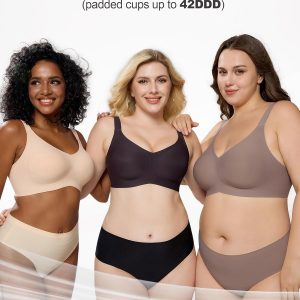 HORISUN Bras for Women No Underwire Wireless Seamless Wirefree Support Lift Full Coverage Push Up T Shirt Bra