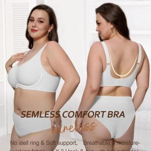 HORISUN Bras for Women No Underwire Wireless Seamless Wirefree Support Lift Full Coverage Push Up T Shirt Bra