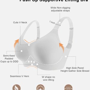 HORISUN Bras for Women No Underwire Wireless Seamless Wirefree Support Lift Full Coverage Push Up T Shirt Bra