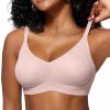 HORISUN Lace Jelly Bras for Women No Underwire Seamless Wireless V Neck Push Up No Wire Full Coverage Bralettes