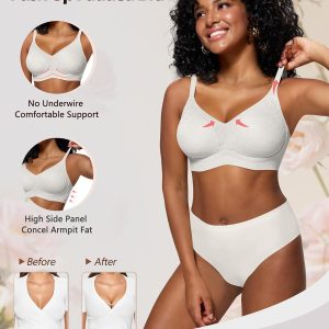 HORISUN Lace Jelly Bras for Women No Underwire Seamless Wireless V Neck Push Up No Wire Full Coverage Bralettes