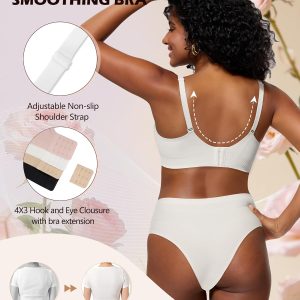 HORISUN Lace Jelly Bras for Women No Underwire Seamless Wireless V Neck Push Up No Wire Full Coverage Bralettes