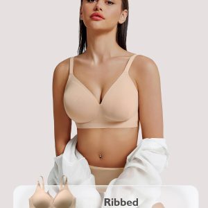 HORISUN Seamless Bras Full Coverage V Neck Push Up Wireless Bras for Women