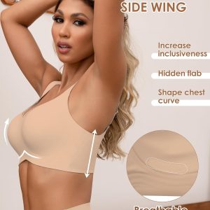 HORISUN Seamless Bras Full Coverage Wireless Push Up Bra for Women No Underwire Comfort V Neck Bralettes with Support