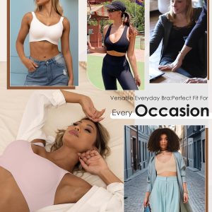 HORISUN Seamless Bras Full Coverage Wireless Push Up Bra for Women No Underwire Comfort V Neck Bralettes with Support