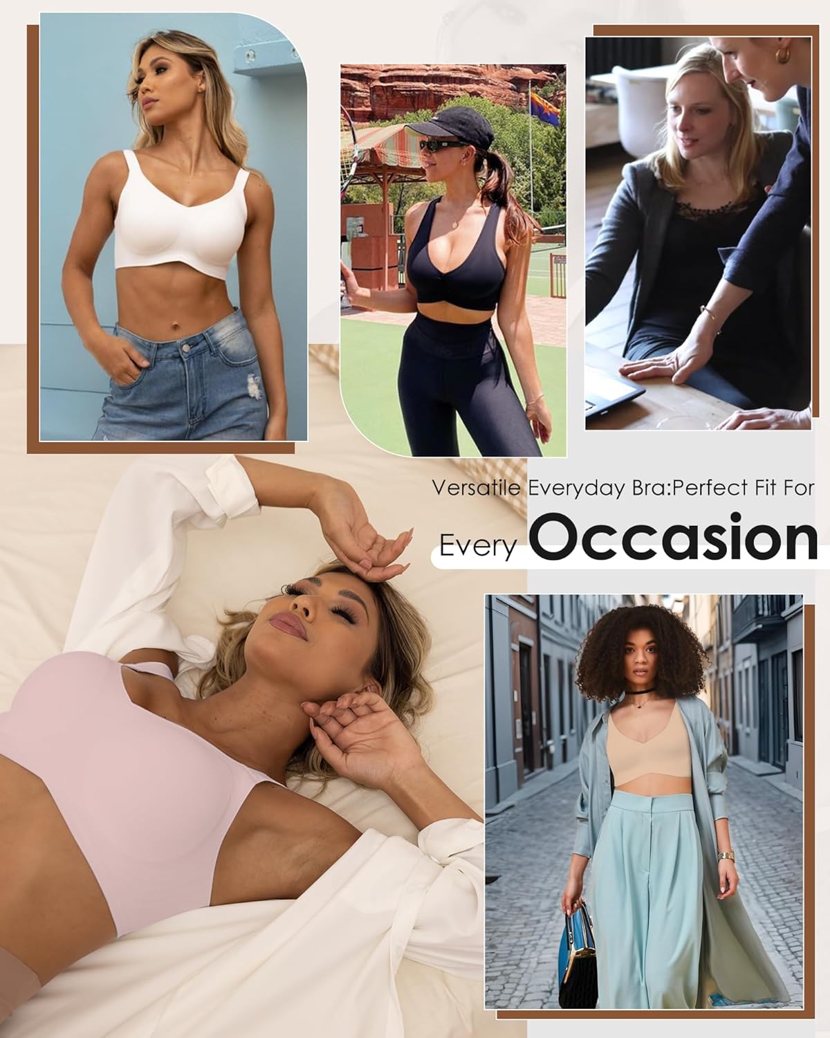 HORISUN Seamless Bras Full Coverage Wireless Push Up Bra for Women No Underwire Comfort V Neck Bralettes with Support