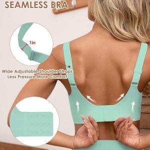 HORISUN Seamless Bras Full Coverage Wireless Push Up Bra for Women No Underwire Comfort V Neck Bralettes with Support