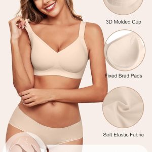 HORISUN Wireless Bras for Women Soft Comfortable No Underwire T Shirt Bra Seamless Full Coverage Bras with Support