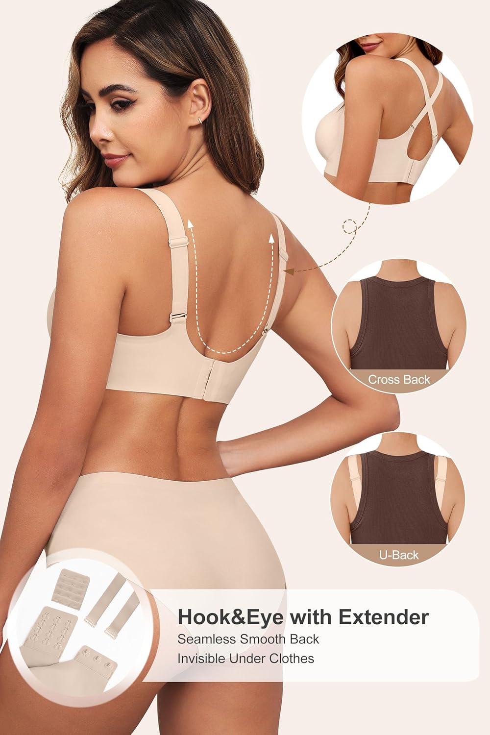 HORISUN Wireless Bras for Women Soft Comfortable No Underwire T Shirt Bra Seamless Full Coverage Bras with Support