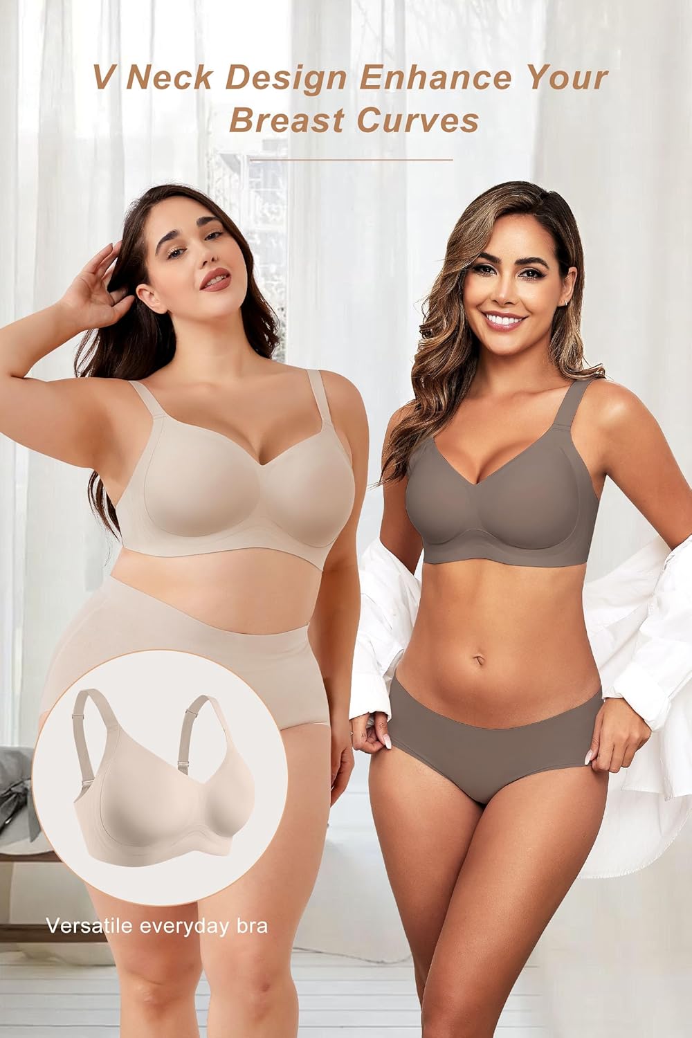 HORISUN Wireless Bras for Women Soft Comfortable No Underwire T Shirt Bra Seamless Full Coverage Bras with Support