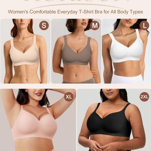 HORISUN Wireless Bras for Women Soft Comfortable No Underwire T Shirt Bra Seamless Full Coverage Bras with Support