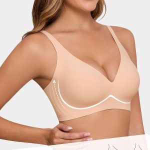 HORISUN Wireless Seamless Bras for Women Deep V Neck Comfortable Push Up Bra No Underwire