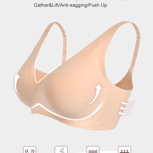 HORISUN Wireless Seamless Bras for Women Deep V Neck Comfortable Push Up Bra No Underwire