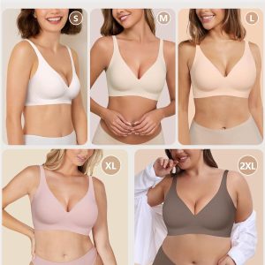 HORISUN Wireless Seamless Bras for Women Deep V Neck Comfortable Push Up Bra No Underwire