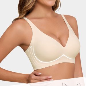 HORISUN Wireless Seamless Bras for Women Deep V Neck Comfortable Push Up Bra No Underwire