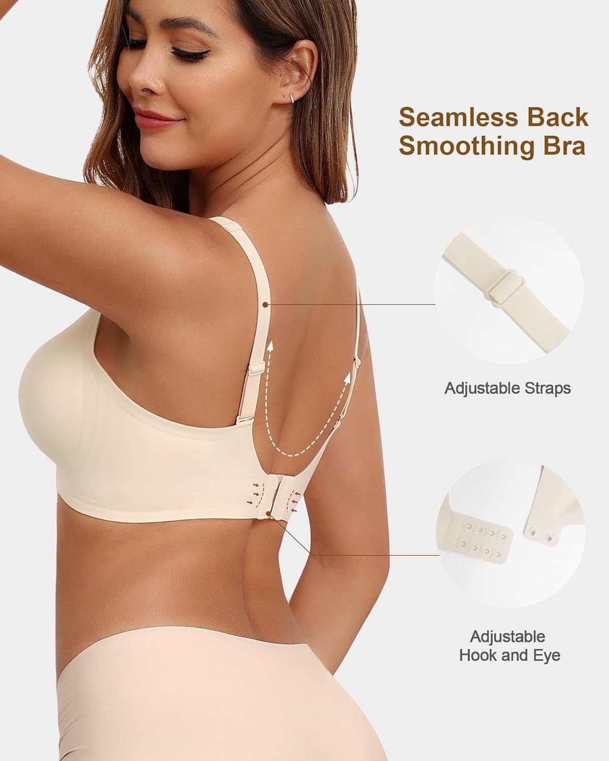 HORISUN Wireless Seamless Bras for Women Deep V Neck Comfortable Push Up Bra No Underwire