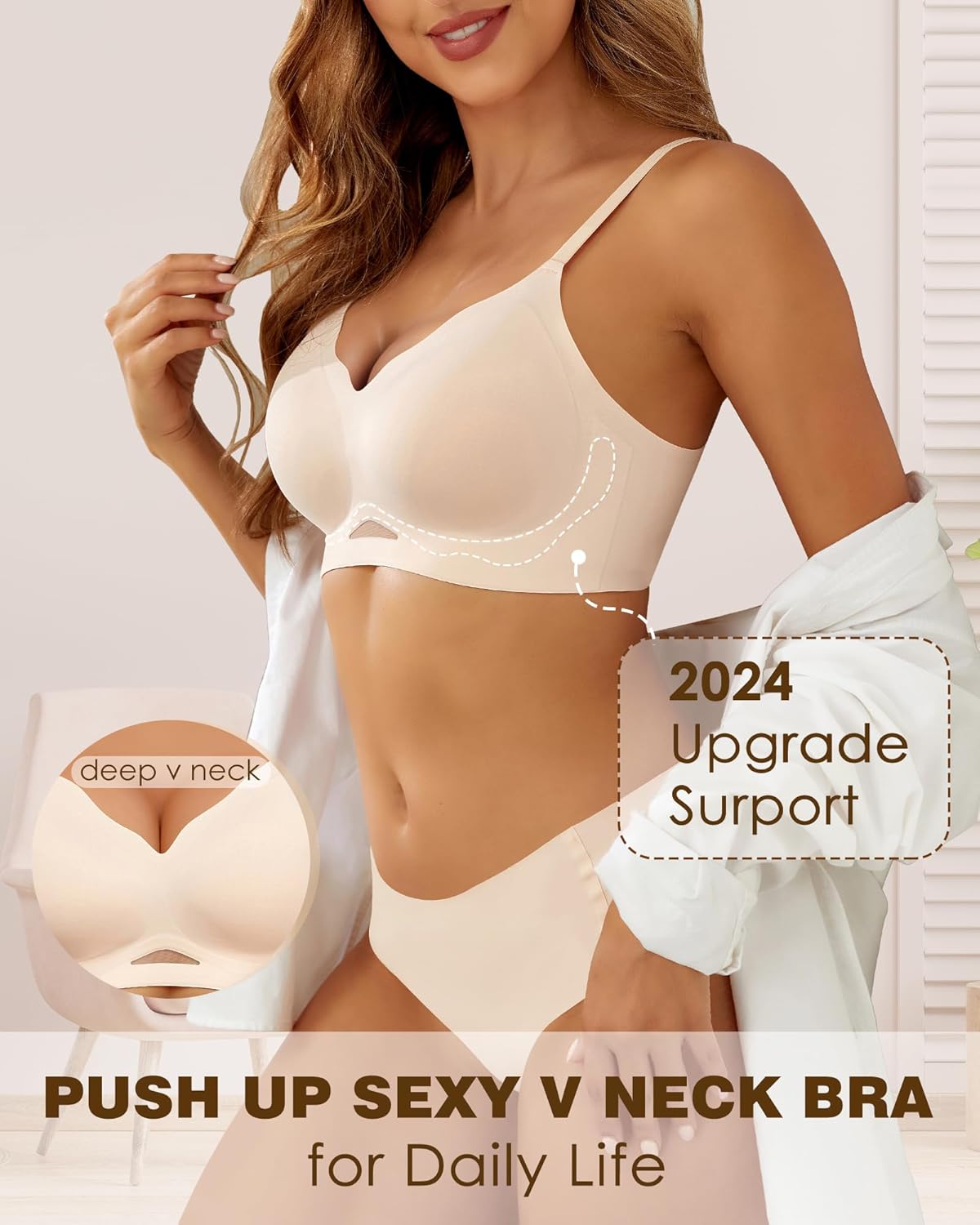 HORISUN Womens Bras for Women Wireless Comfort Full Coverage Mesh Breathable Padded No Underwire Support T Shirt Bra