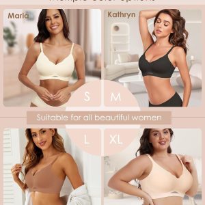 HORISUN Womens Bras for Women Wireless Comfort Full Coverage Mesh Breathable Padded No Underwire Support T Shirt Bra