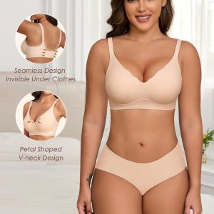 HORISUN Womens Bras for Women Wireless Comfort Full Coverage Mesh Breathable Padded No Underwire Support T Shirt Bra