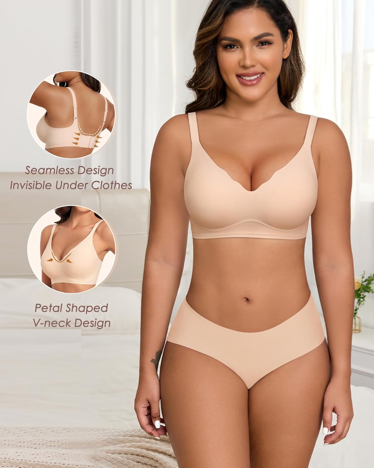 HORISUN Womens Bras for Women Wireless Comfort Full Coverage Mesh Breathable Padded No Underwire Support T Shirt Bra