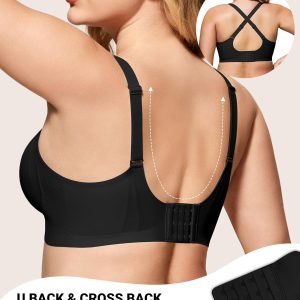 HORISUN Womens No Underwire Bras Supportive Scalloped V Neck Tshirt Bra Comfortable Wireless Seamless Push Up Bralette