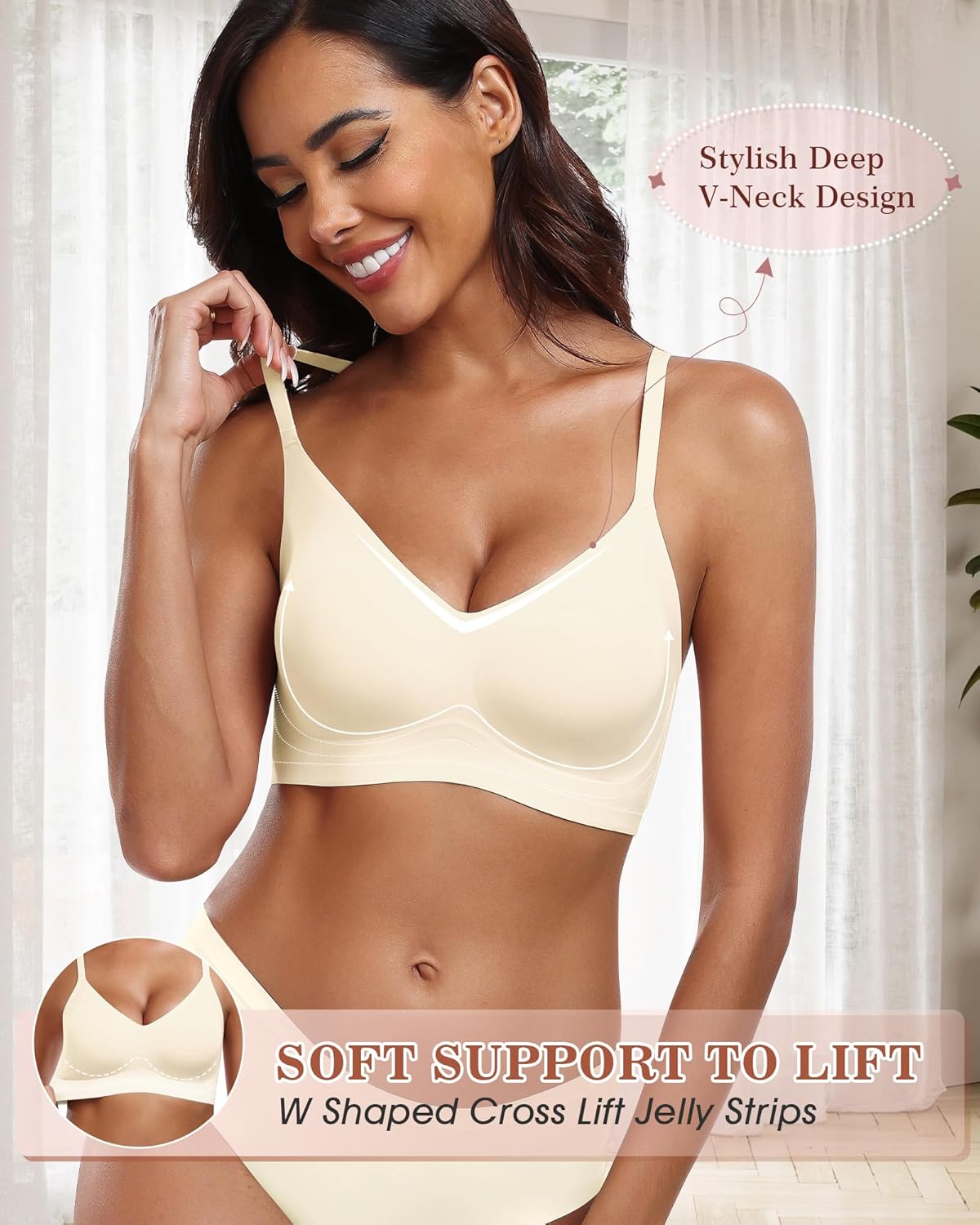 HORISUN Womens Wireless Seamless Pullover Bra with Soft Support Vest No Underwire Criss Cross Back T Shirt Bra