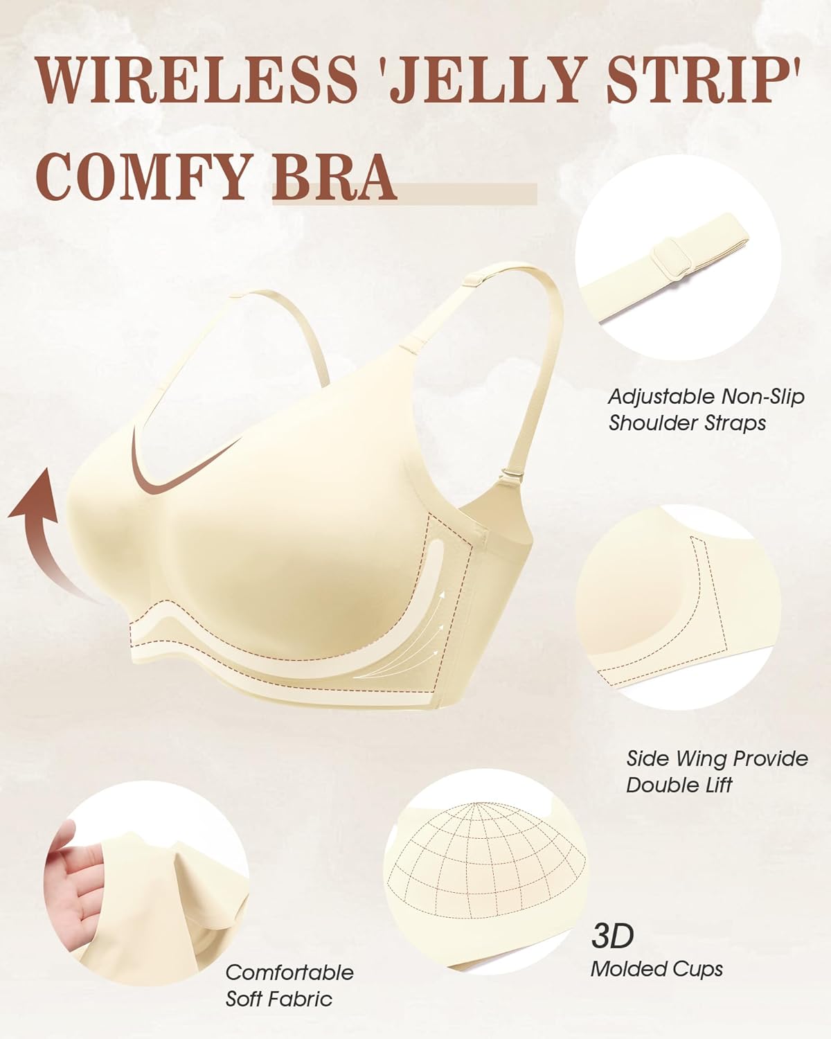 HORISUN Womens Wireless Seamless Pullover Bra with Soft Support Vest No Underwire Criss Cross Back T Shirt Bra