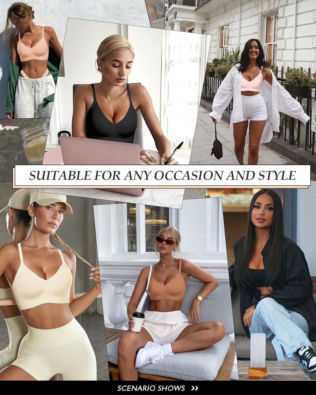 HORISUN Womens Wireless Seamless Pullover Bra with Soft Support Vest No Underwire Criss Cross Back T Shirt Bra